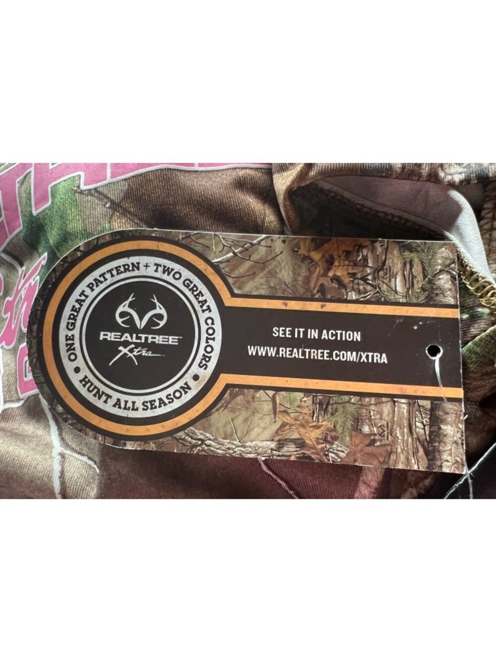 Realtree Womens Camo T-Shirt L/G Pink Logo Polyester Crew Neck Hunting Tee - Picture 3 of 13